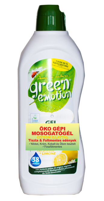 GREEN EMOTION ÖKO Gépi mosogatógél citromos 650 ml - 38 adag