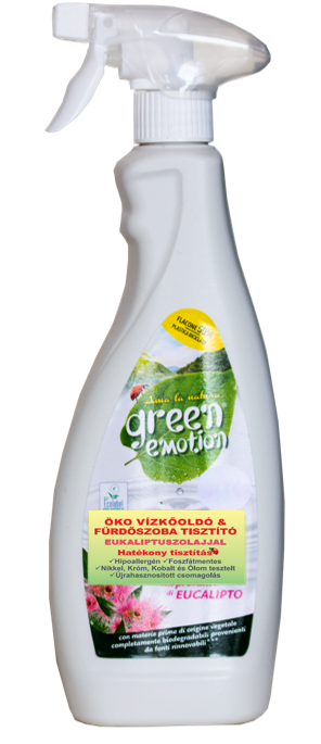 GREEN EMOTION ÖKO Vízkőoldó & fürdőszoba tisztító spray eukaliptuszolajjal 750 ml