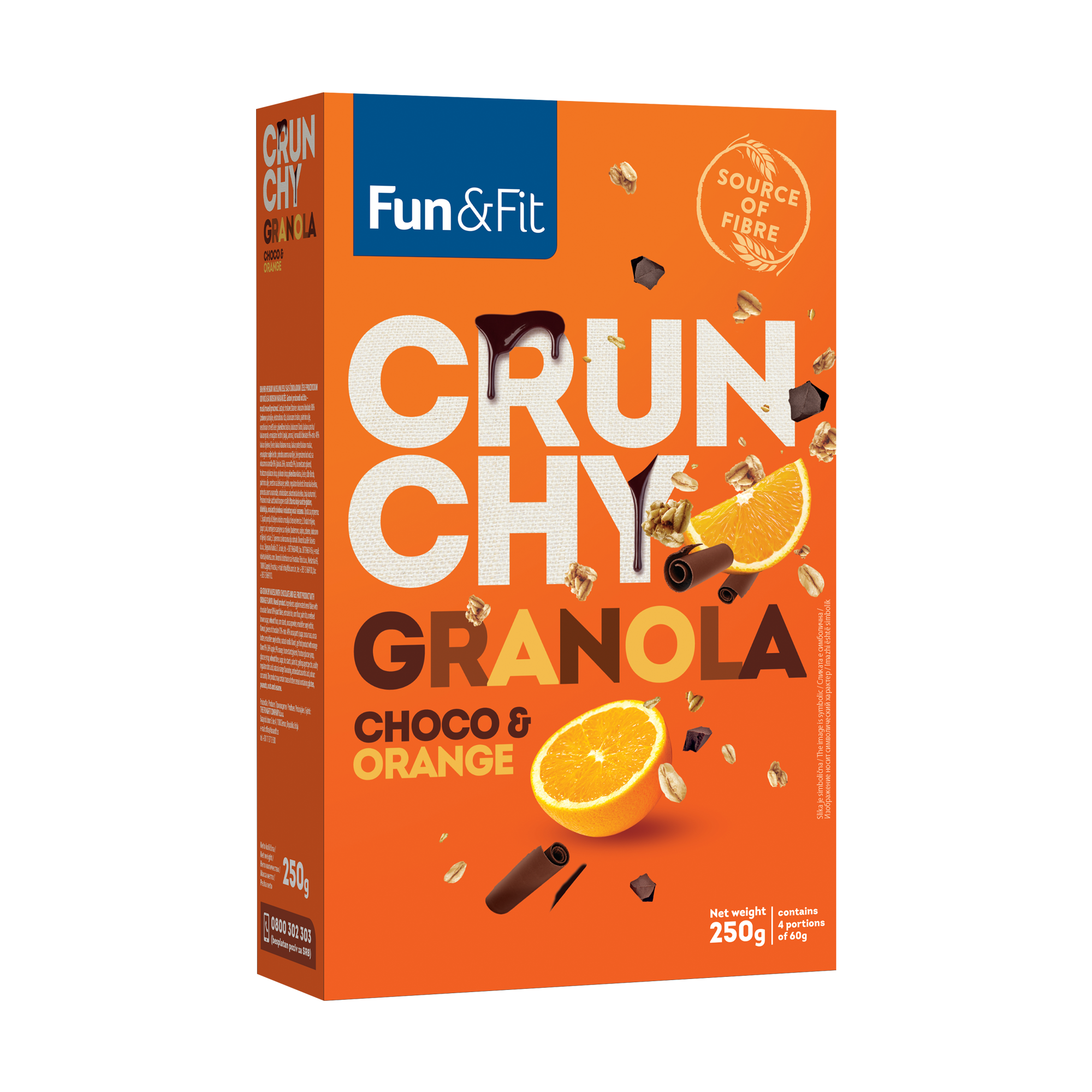 Fun&Fit Ropogós Granola narancsos csoki 250g